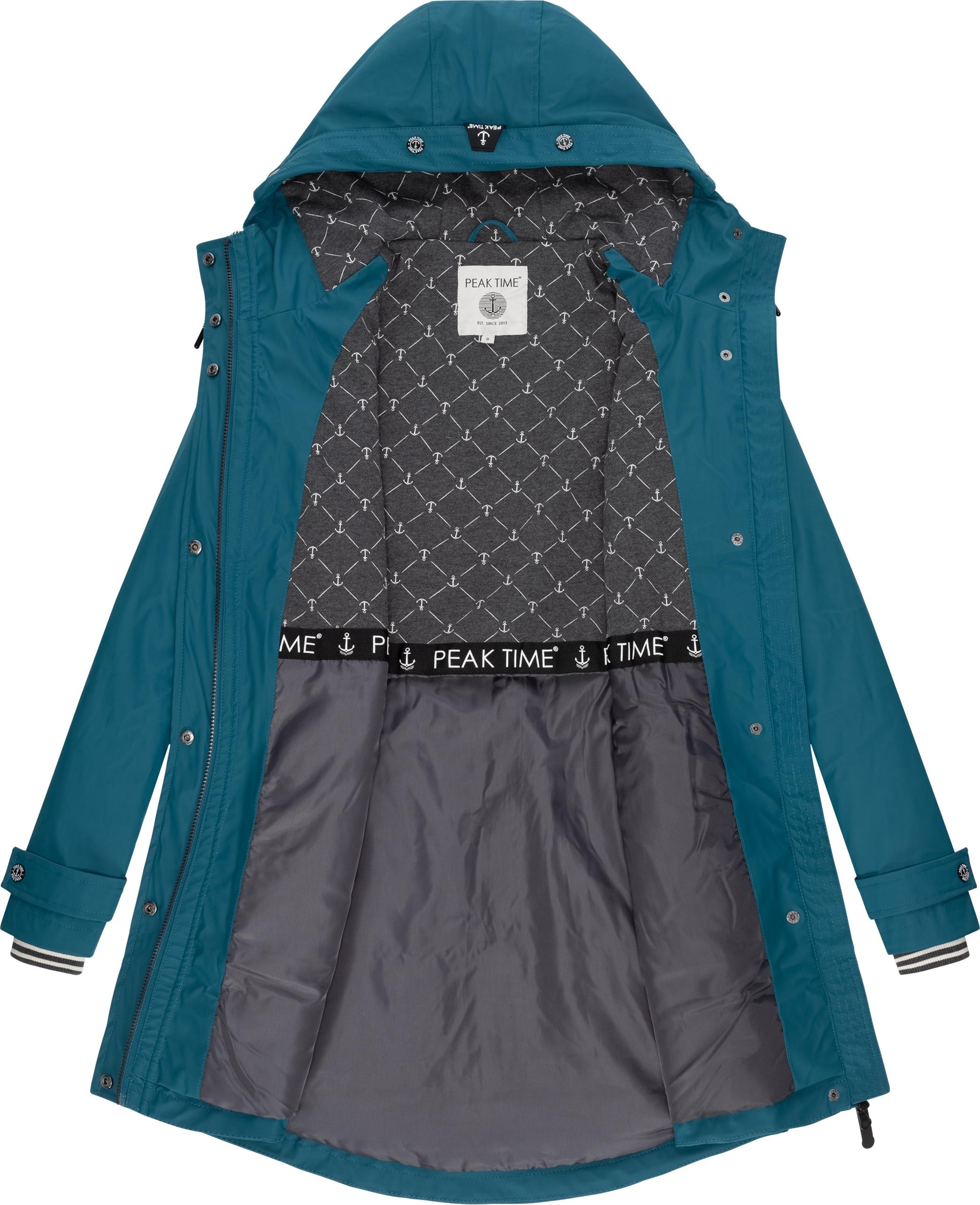 PEAK TIME Regenjacke »L60042«, mit taillierter Damen für shoppen Kapuze, Regenmantel stylisch