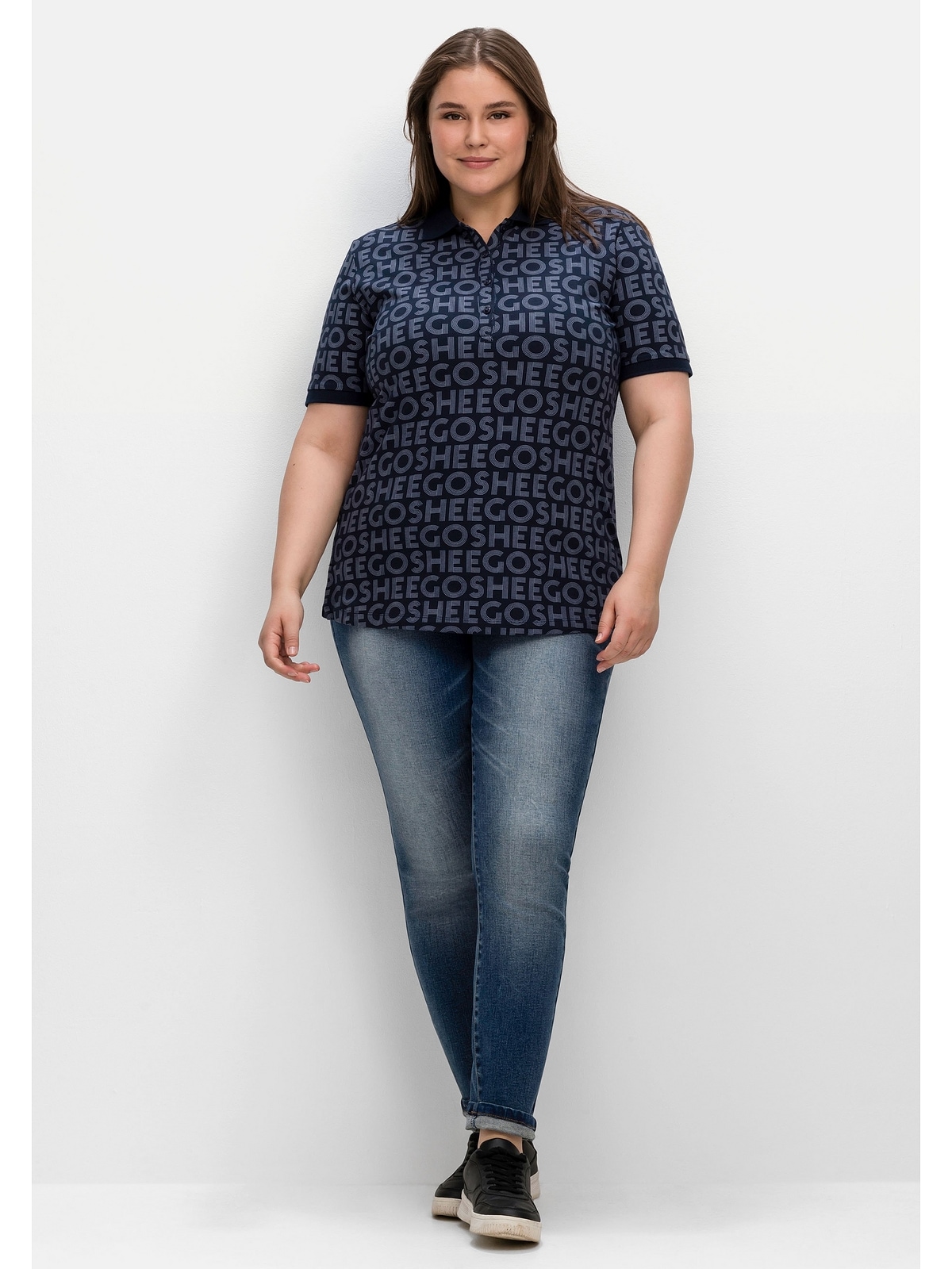 Waffelpiqué »Große T-Shirt Alloverdruck, Größen«, kaufen aus mit Sheego