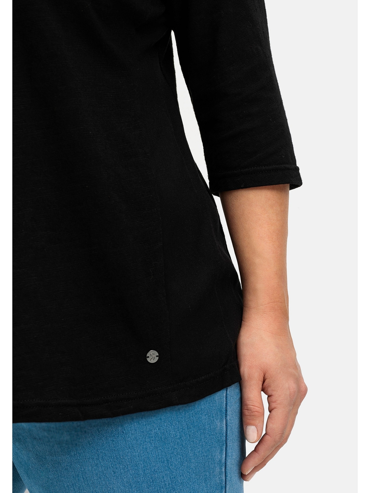 Sheego 3/4-Arm-Shirt »Große Größen«, mit seitlichem Einsatz aus Webstoff  kaufen | I\'m walking