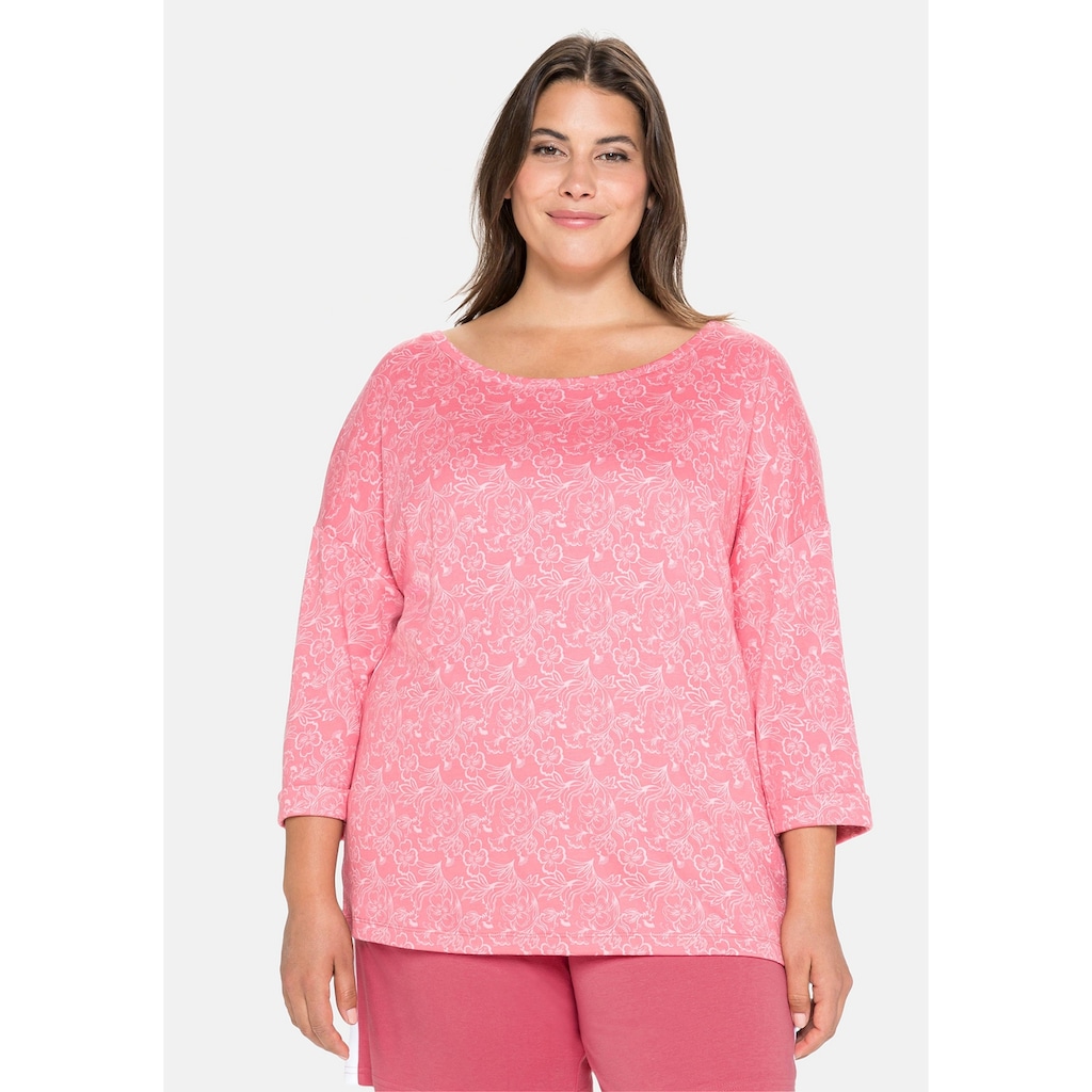 Sheego Sweatshirt Große Größen in legerer Oversized-Form aus Baumwoll-Modal- Mix | T-Shirts