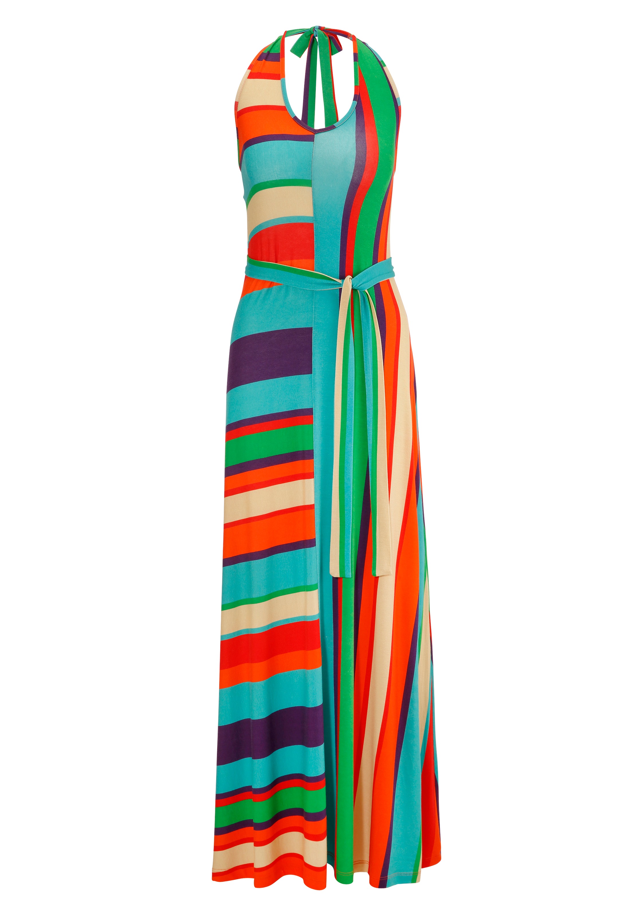 Aniston CASUAL Sommerkleid, (mit Bindegürtel), bunten Längs- und Querstreifen - jedes... kaufen
