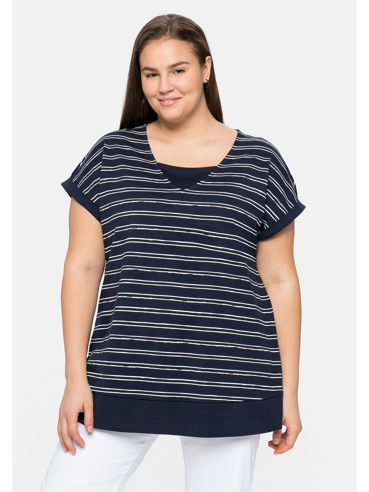 aus Größen«, online T-Shirt im »Große Sheego Lagenlook, Baumwolle reiner