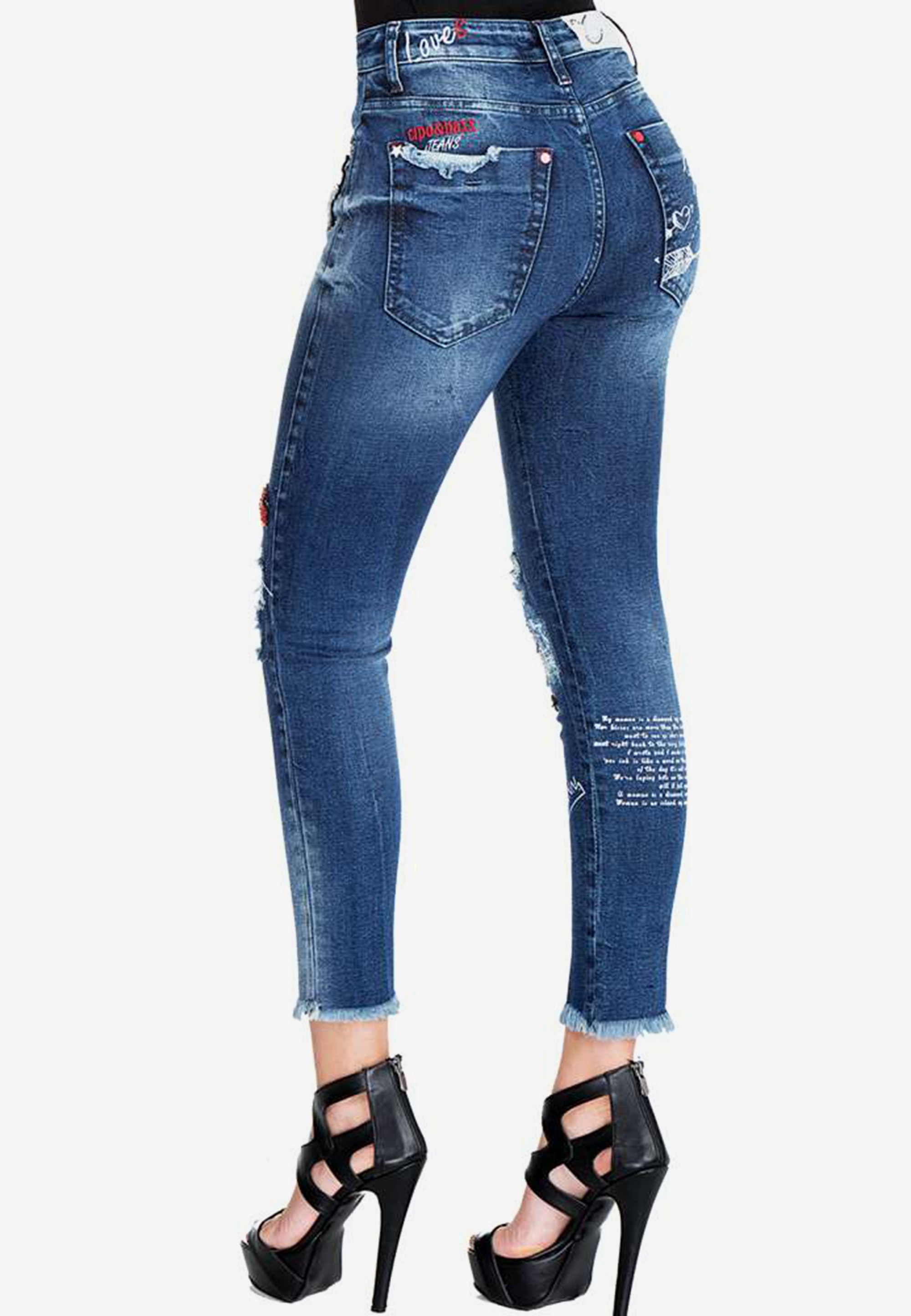 Cipo & Baxx Slim-fit-Jeans mit coolen Pailletten-Details