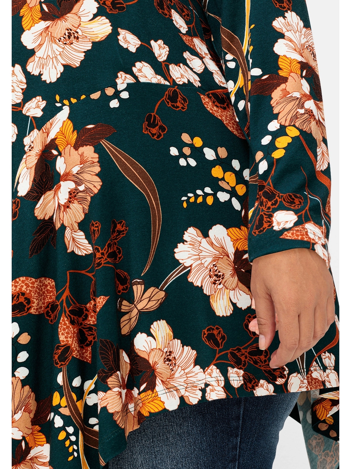 sheego by Joe Größen«, »Große mit Browns Alloverdruck | online in kaufen Zipfelshirt walking I\'m floralem A-Linie