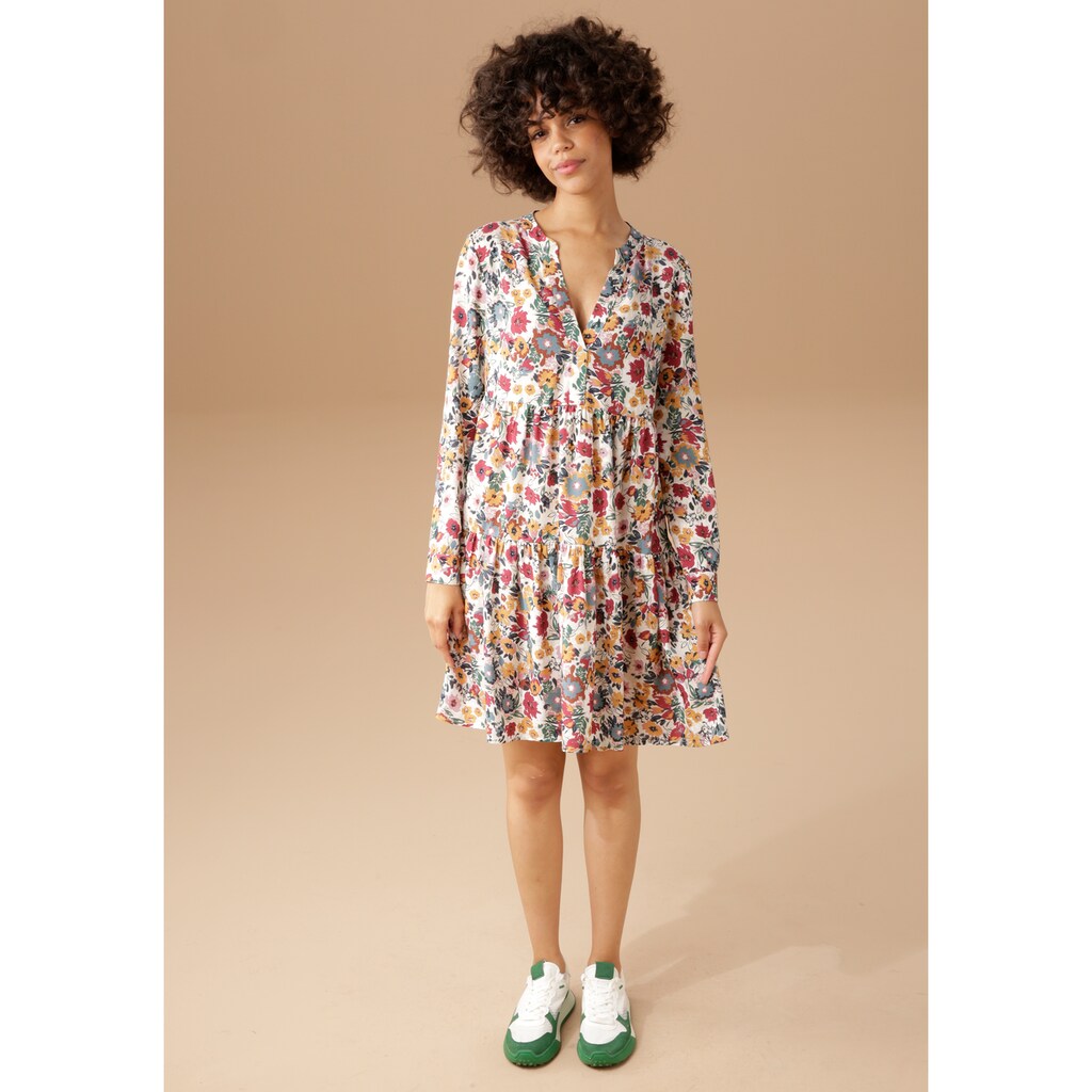 Aniston CASUAL Blusenkleid, mit farbenfrohem Blumendruck - NEUE KOLLEKTION