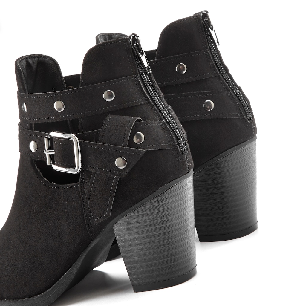 LASCANA Cowboy Stiefelette, Western Boots, Ankle Boots mit Zierschnalle VEGAN