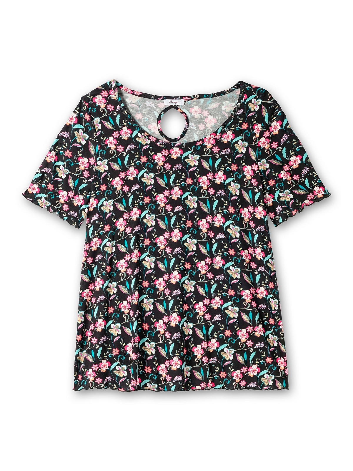 kaufen T-Shirt im Cut-out Sheego Blumendruck »Große Rücken Größen«, und mit