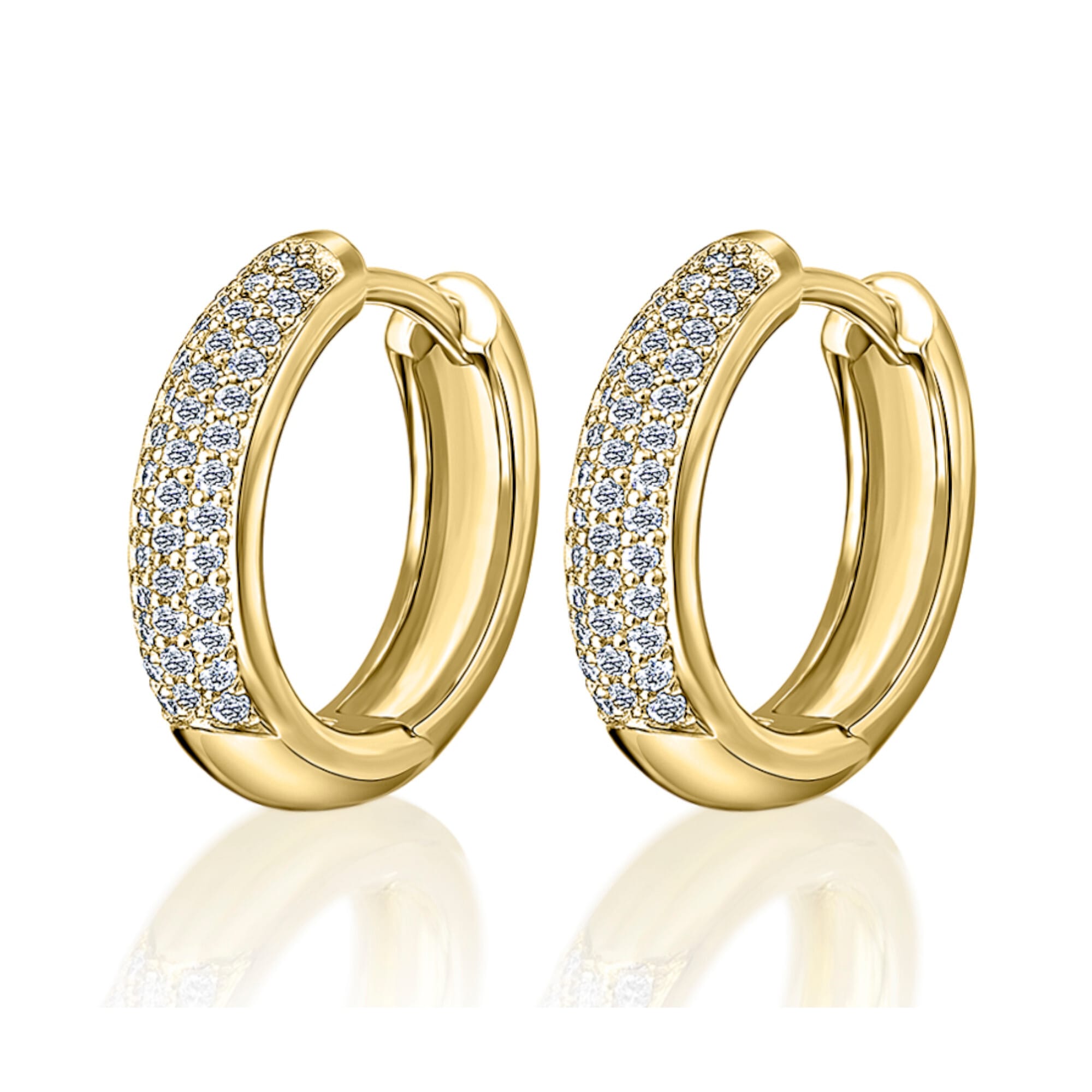 Paar Gold Creolen Brillant ONE 25 0 Damen Schmuck Ohrringe Creolen aus ct 585 Diamant ELEMENT Gelbgold
