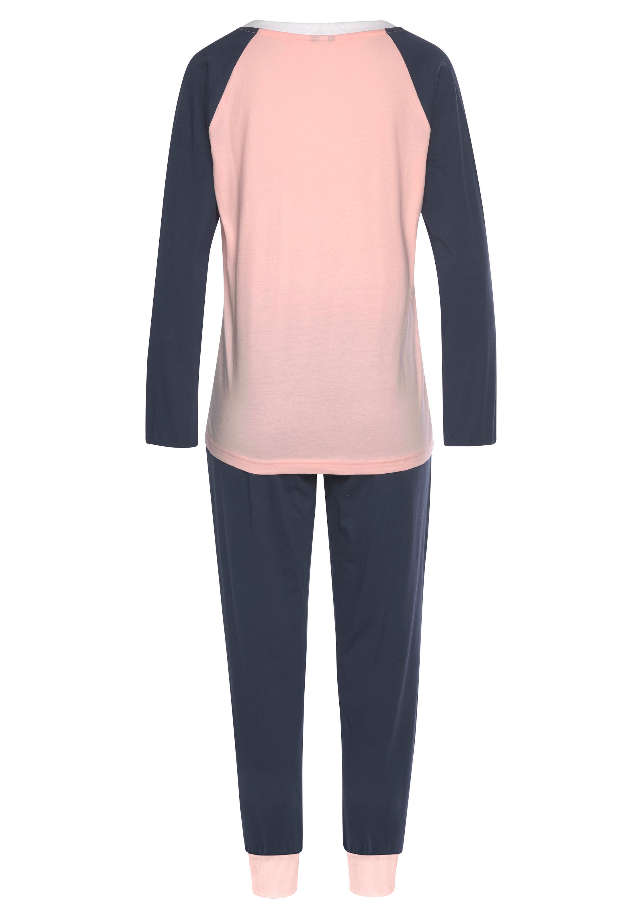 KangaROOS Pyjama, (2 tlg., mit kontrastfarbenen auf & Wäsche Stück), bestellen 1 Rechnung Raglanärmeln