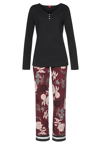 s.Oliver Pyjama, im Blumen-Dessin mit Streifen-Details kaufen