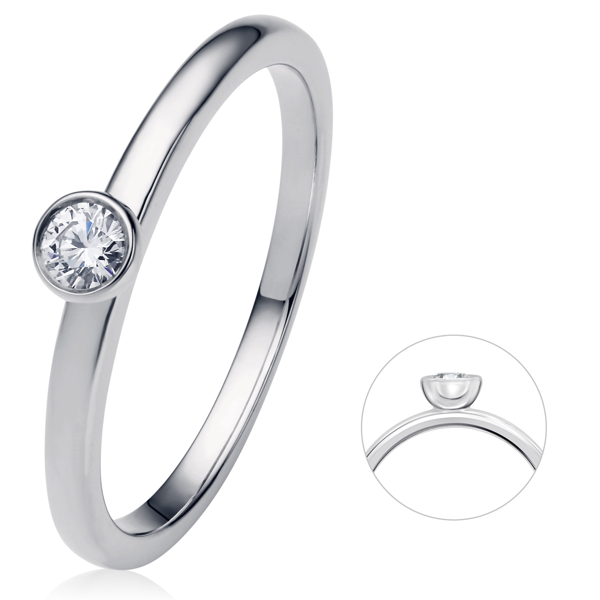 ONE ELEMENT Diamantring »0.1 ct Diamant Brillant Zarge Ring aus 750  Weißgold«, Damen Gold Schmuck Zarge online kaufen | I\'m walking