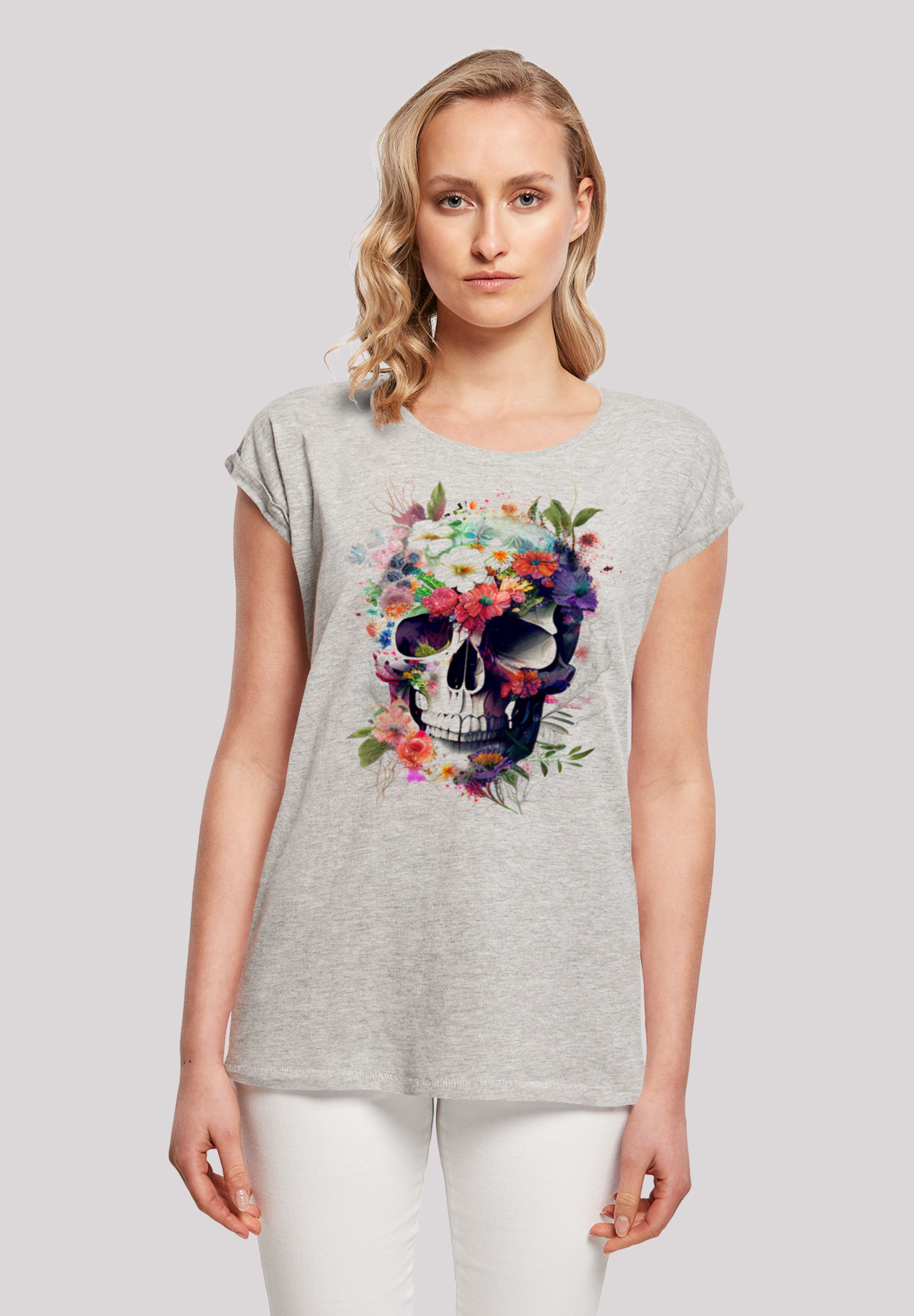 F4NT4STIC T-Shirt »Totenkopf Blumen«, Print bestellen | I\'m walking