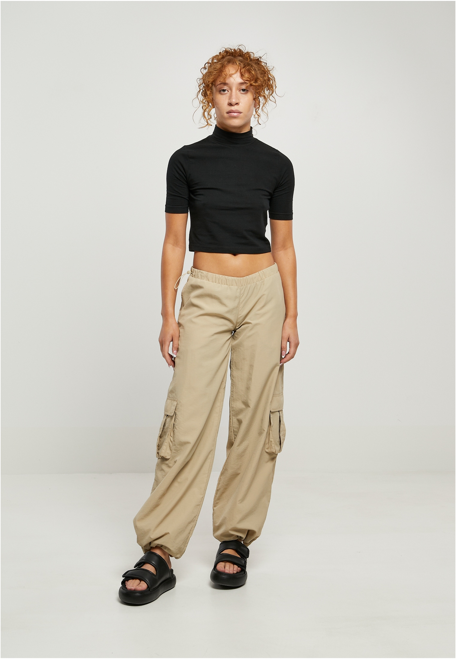 CLASSICS »Damen Pants«, Cargo Wide Ladies (1 Crinkle Stoffhose Nylon URBAN online tlg.)
