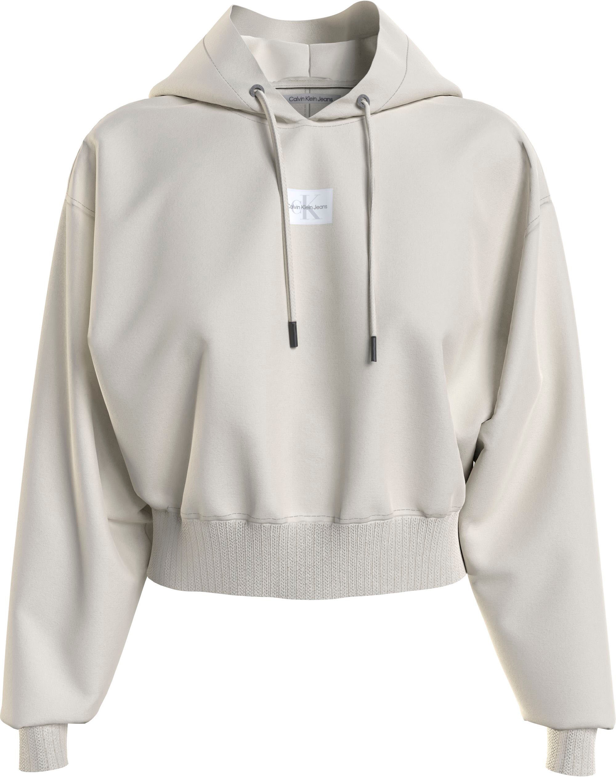 Calvin Klein Jeans Kapuzensweatshirt BADGE WIDE SLEEVES CROP HOODIE mit Calvin Klein Markenlogo auf der Brust