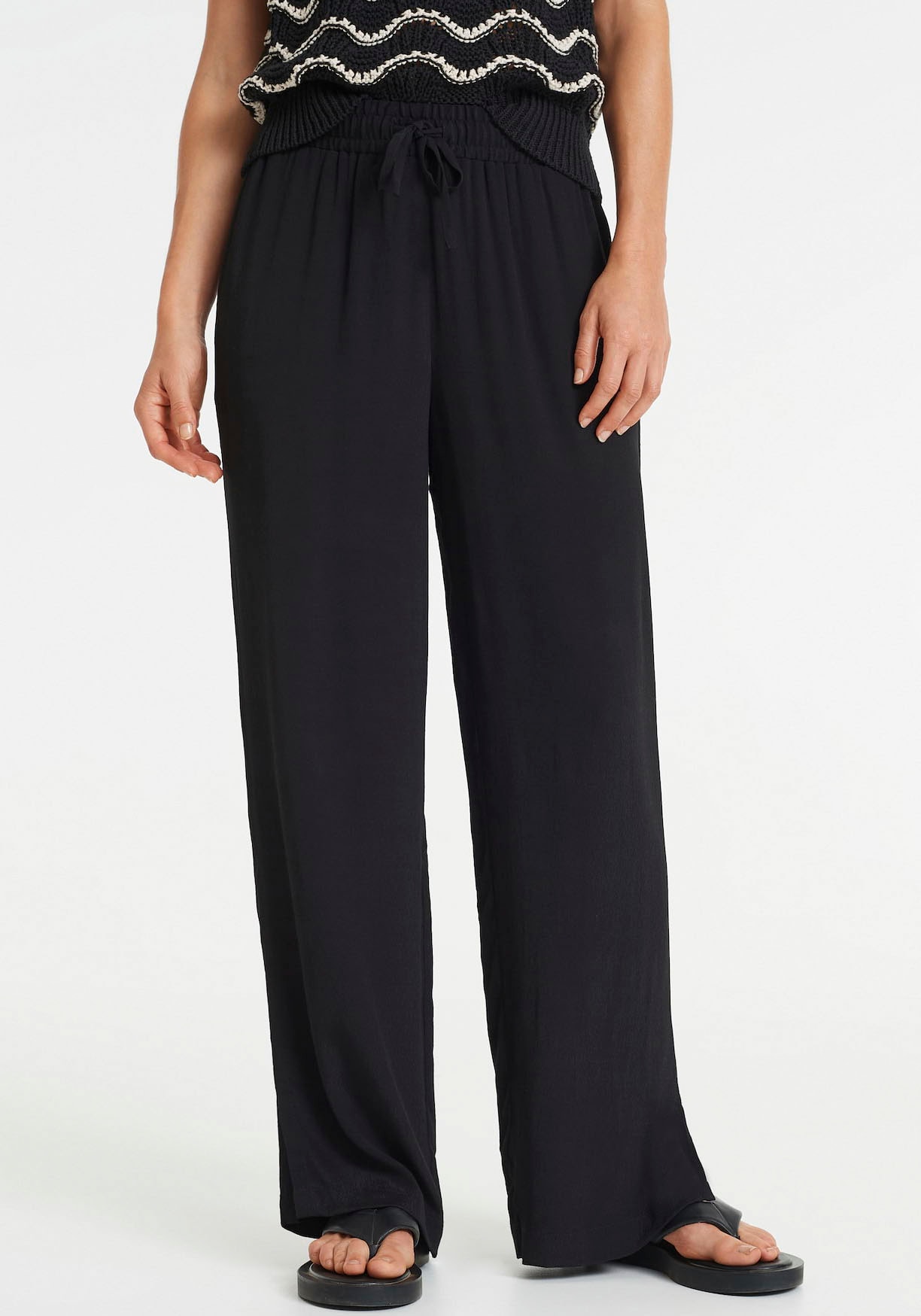 OPUS Damen Palazzo Jeans Mit Keileinsatz - Bequeme Weithosen Mit Used Look