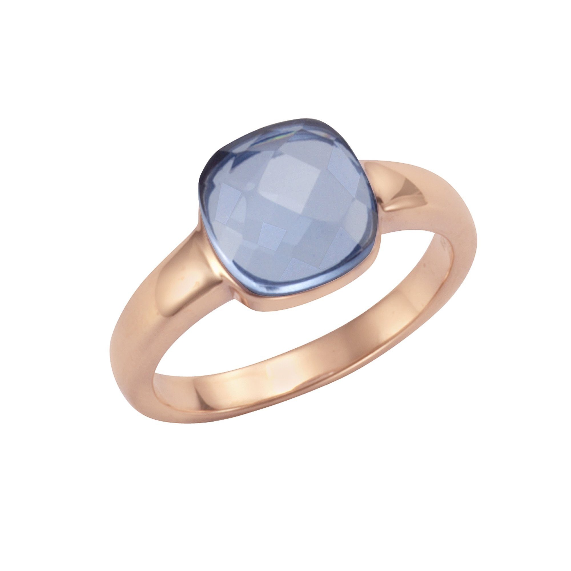 Jamelli Fingerring »925 Silber rosé vergoldet Quarz blau (beh.)« kaufen