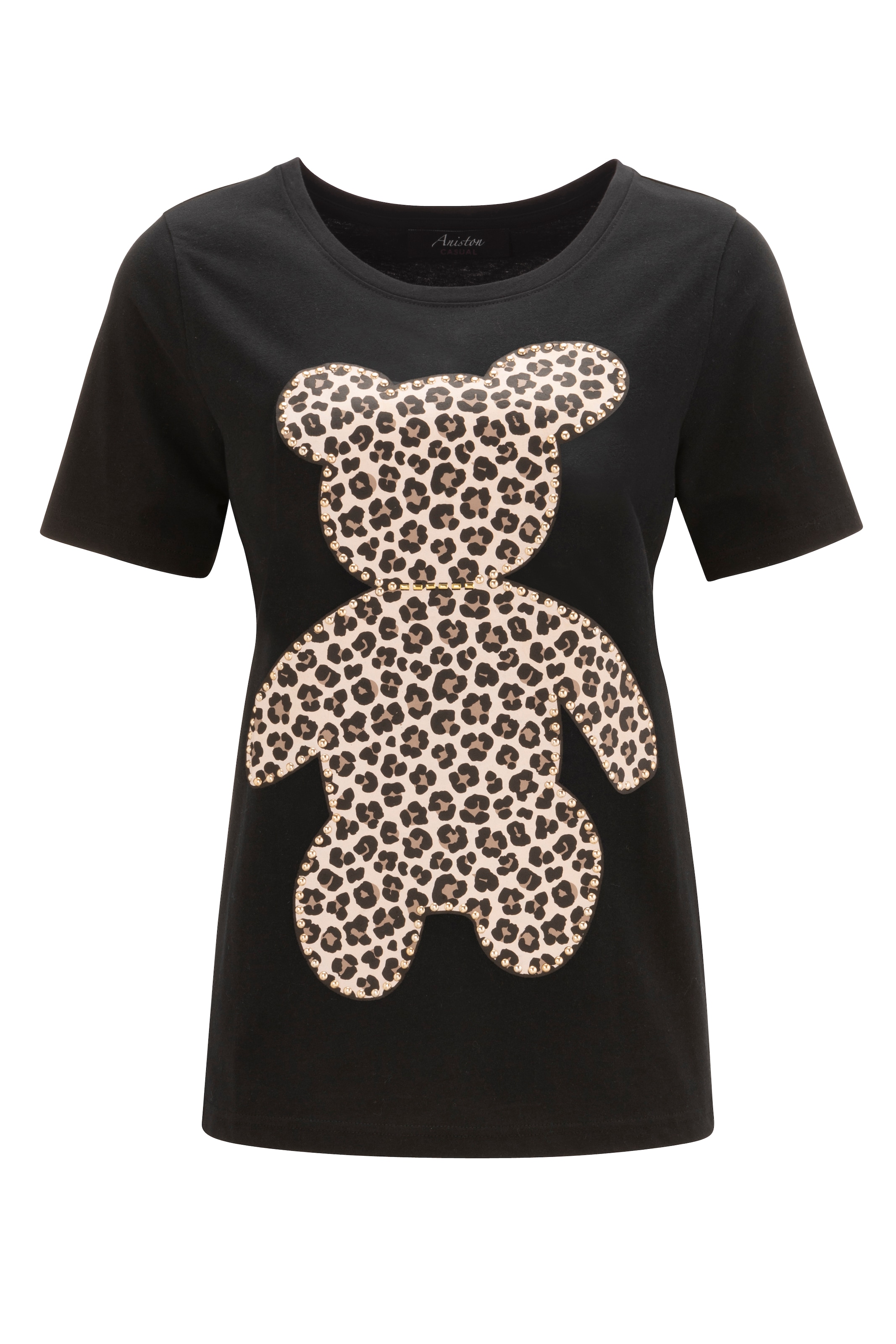 Aniston CASUAL T-Shirt, mit Glanznieten | I\'m NEUE - Bärchen-Frontdruck shoppen walking verzierter KOLLEKTIOM