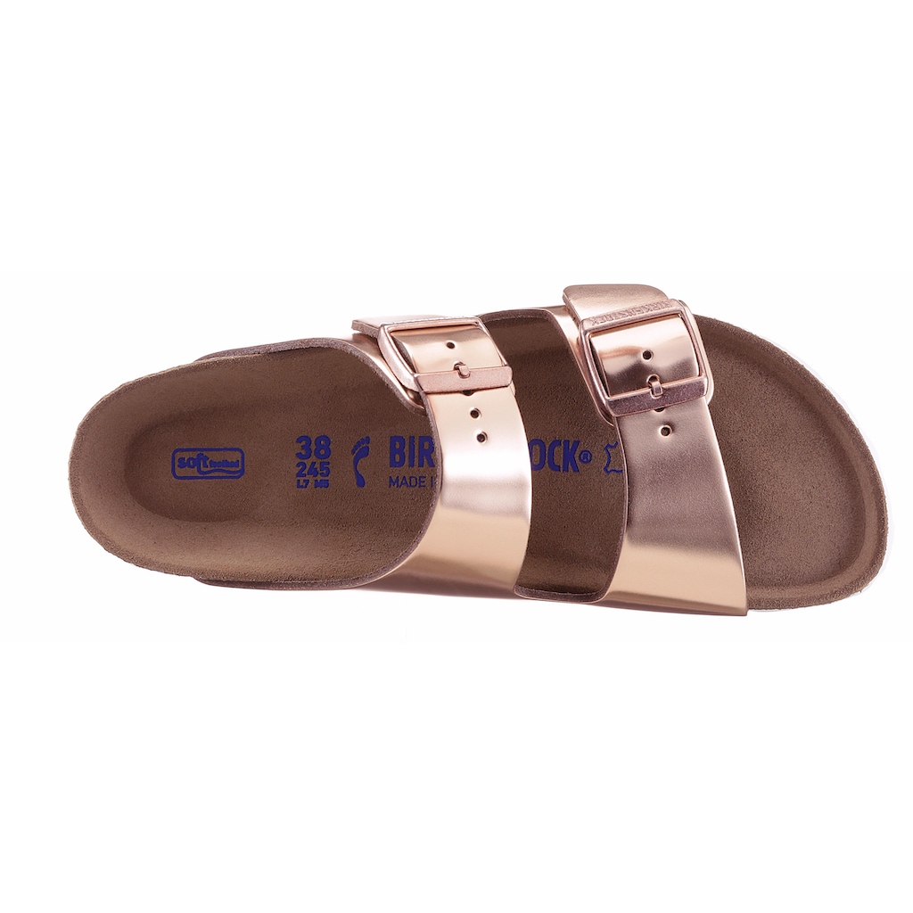 Birkenstock Pantolette »ARIZONA SFB«, in schmaler Schuhweite, Metallic-Optik, mit Soft-Fußbett