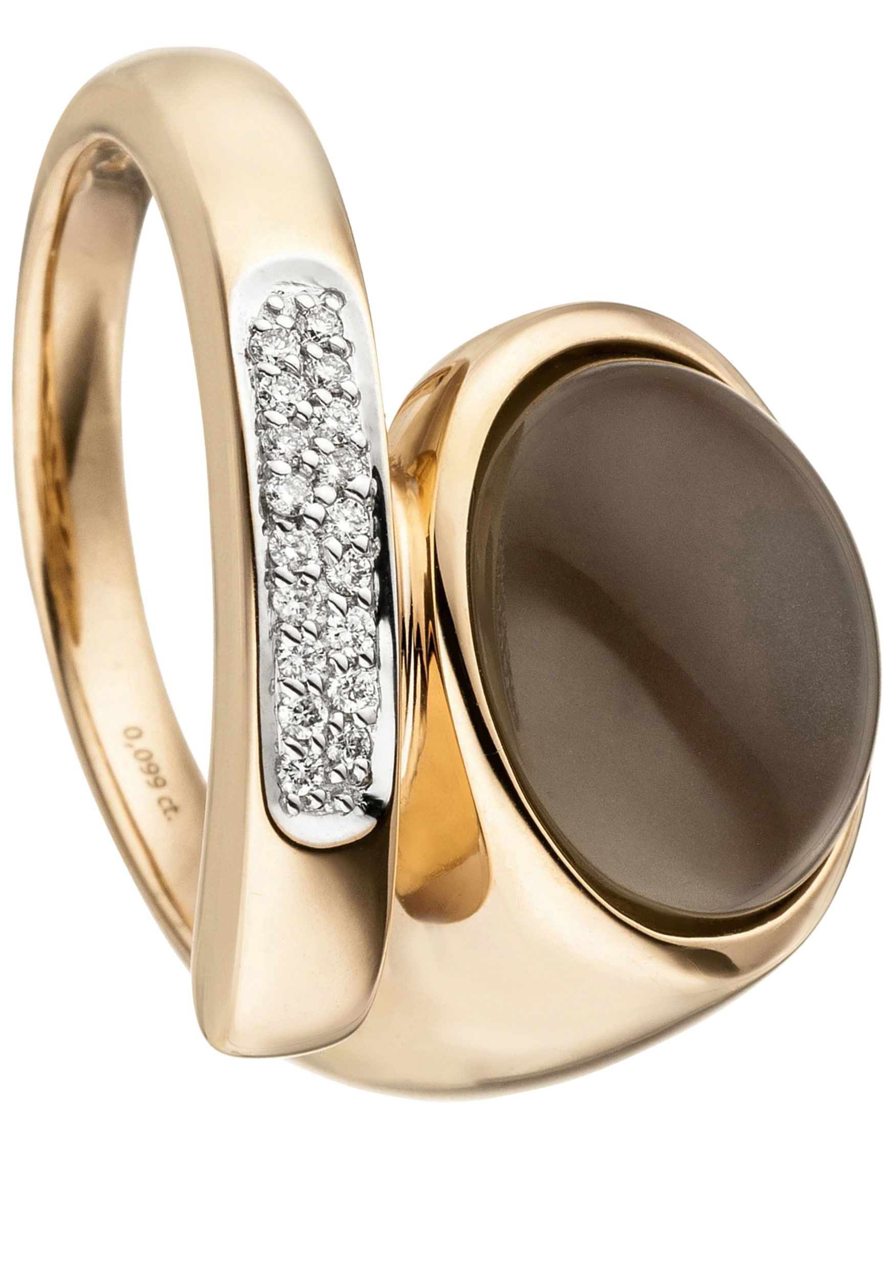 JOBO Fingerring Ring mit Mondstein und 18 Diamanten 585 Roségold