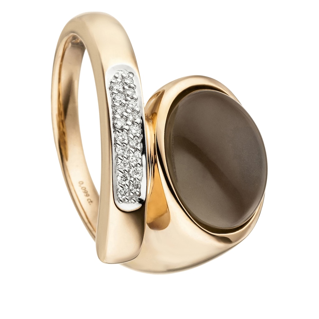 JOBO Fingerring Ring mit Mondstein und 18 Diamanten 585 Roségold