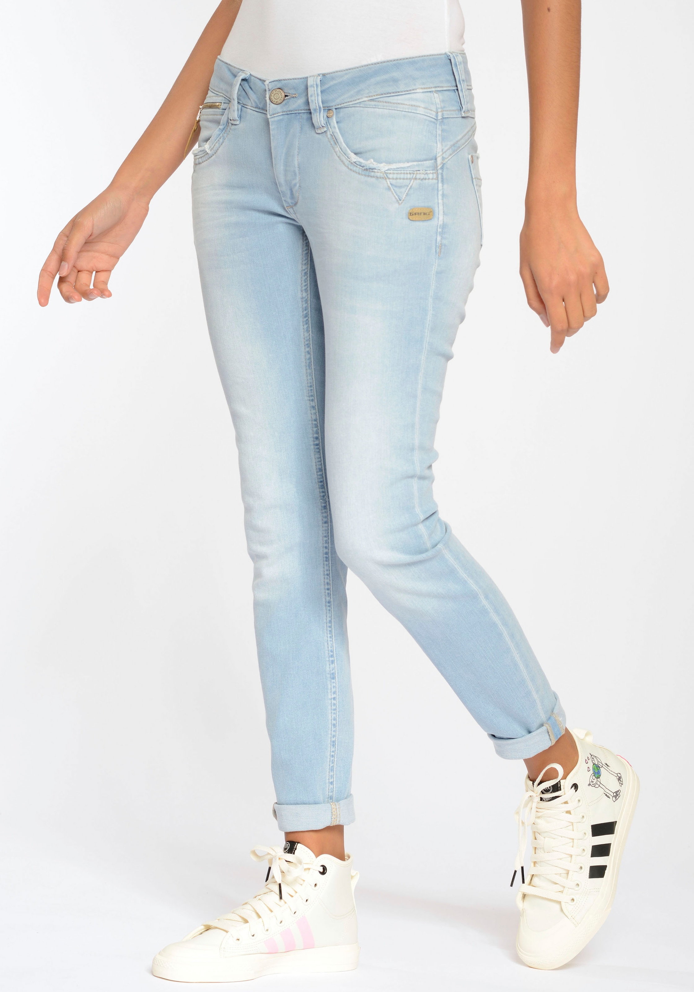 Skinny-fit-Jeans Einsätzen Zipper online Coinpocket u. den V-Förmigen mit Taschen an GANG »94NIKITA«,