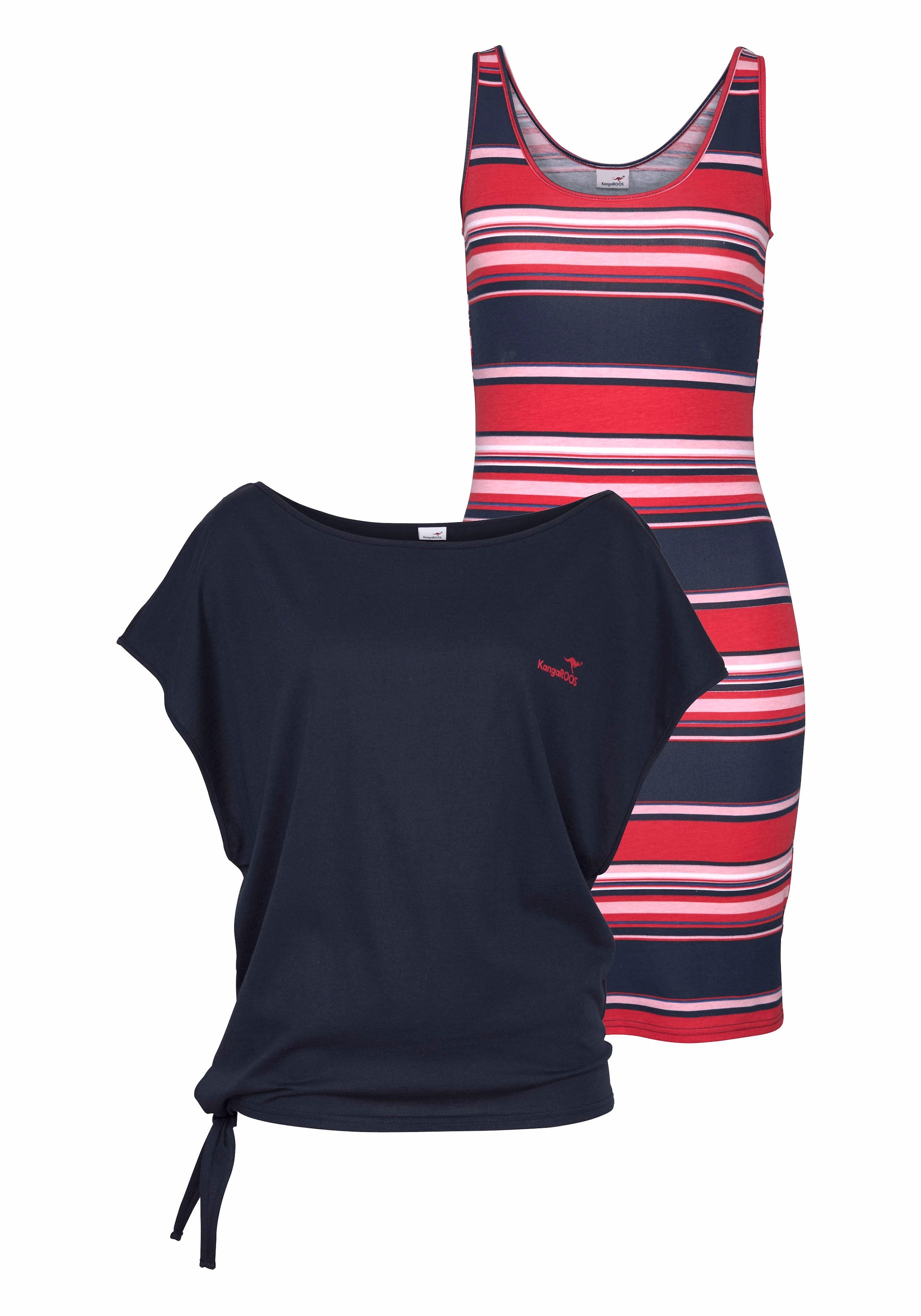 KangaROOS Jerseykleid, (Set, 2 T-Shirt), online tlg., mit Stretchanteil mit
