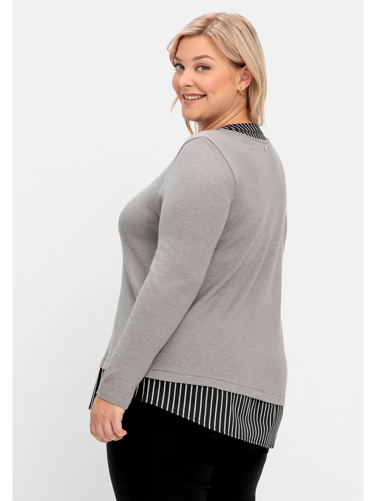 Sheego V-Ausschnitt-Pullover »Große Größen«, mit 2-in-1-Optik online walking Webeinsatz, | in I\'m
