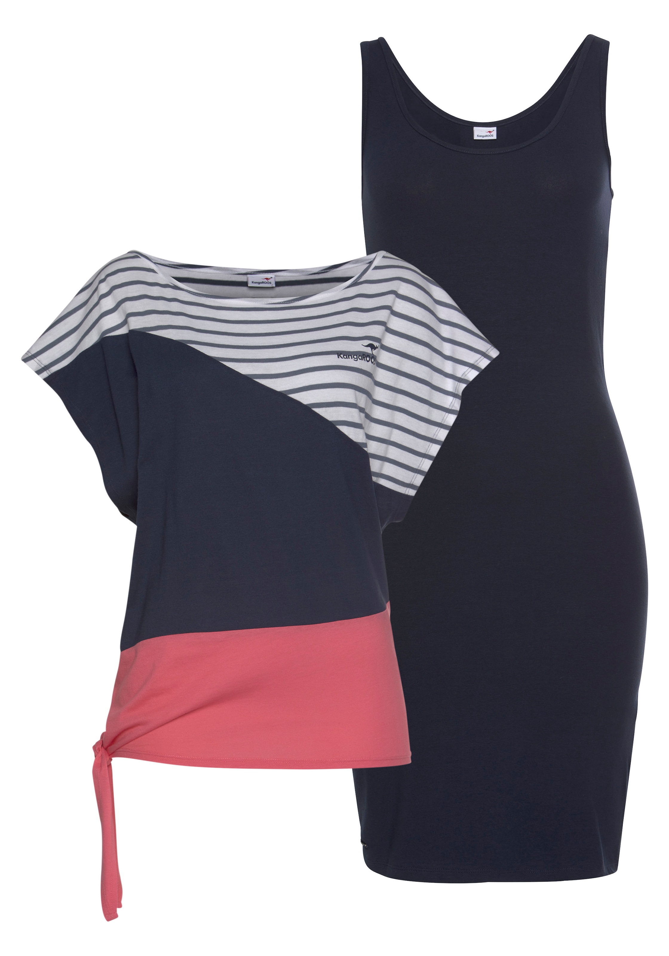 KangaROOS 2-in-1-Kleid, (2 tlg.), in sommerlicher Shirt Kleid bestellen zweiteiliger Kombination und