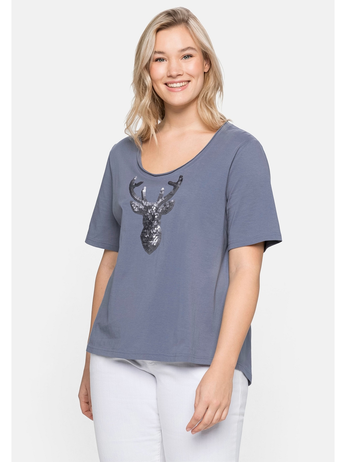 Sheego T-Shirt »Große Größen«, im Trachtenlook, mit Pailletten bestellen | V-Shirts