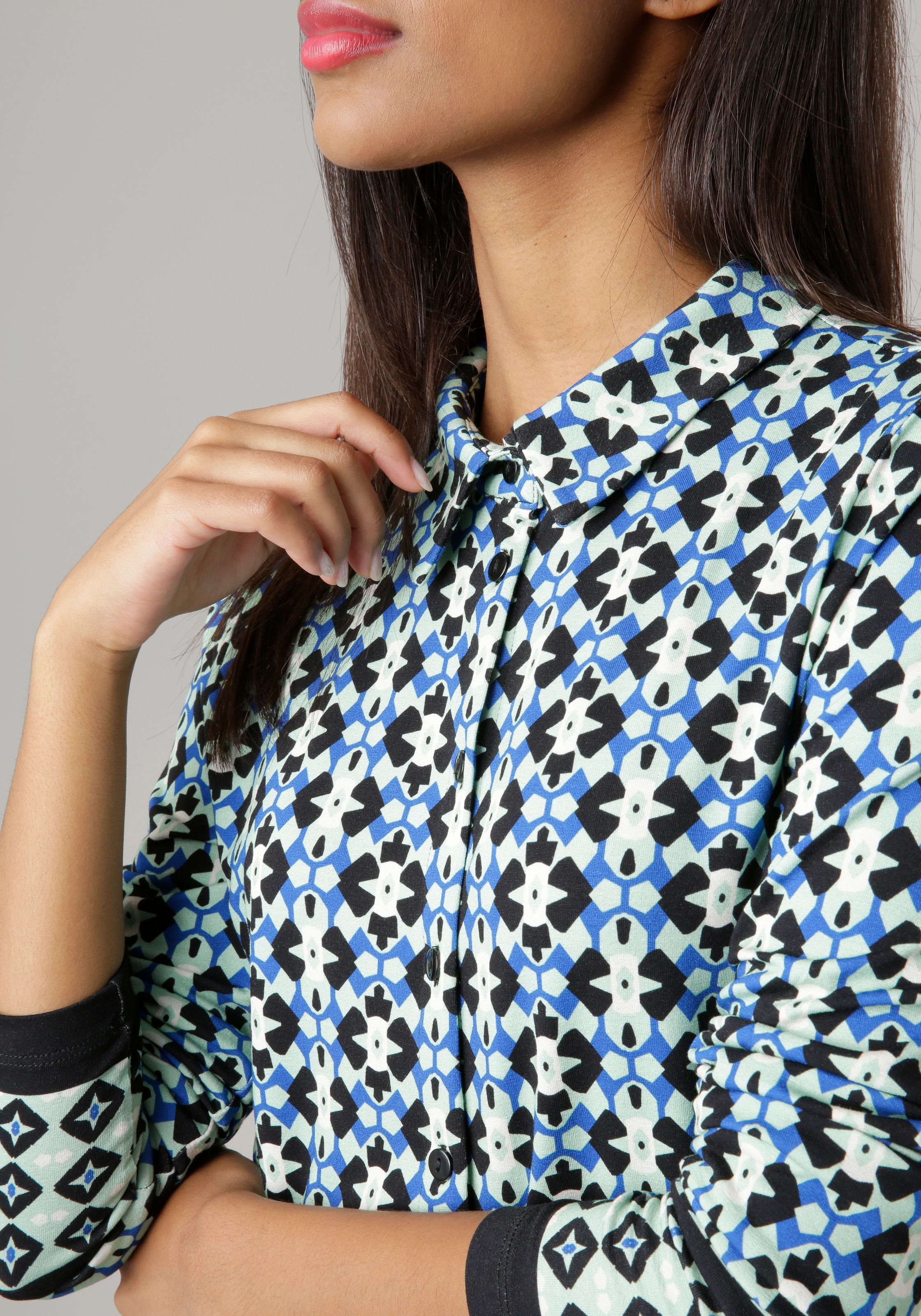 Aniston SELECTED Hemdbluse, in elastischer Jerseyqualität - NEUE KOLLEKTION  online kaufen | I\'m walking