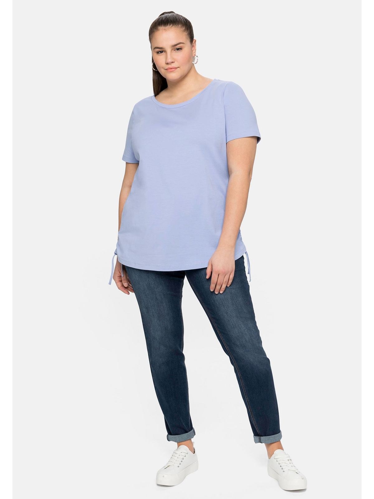 Sheego Raffung »Große seitlicher Größen«, mit bestellen T-Shirt Bindeband und