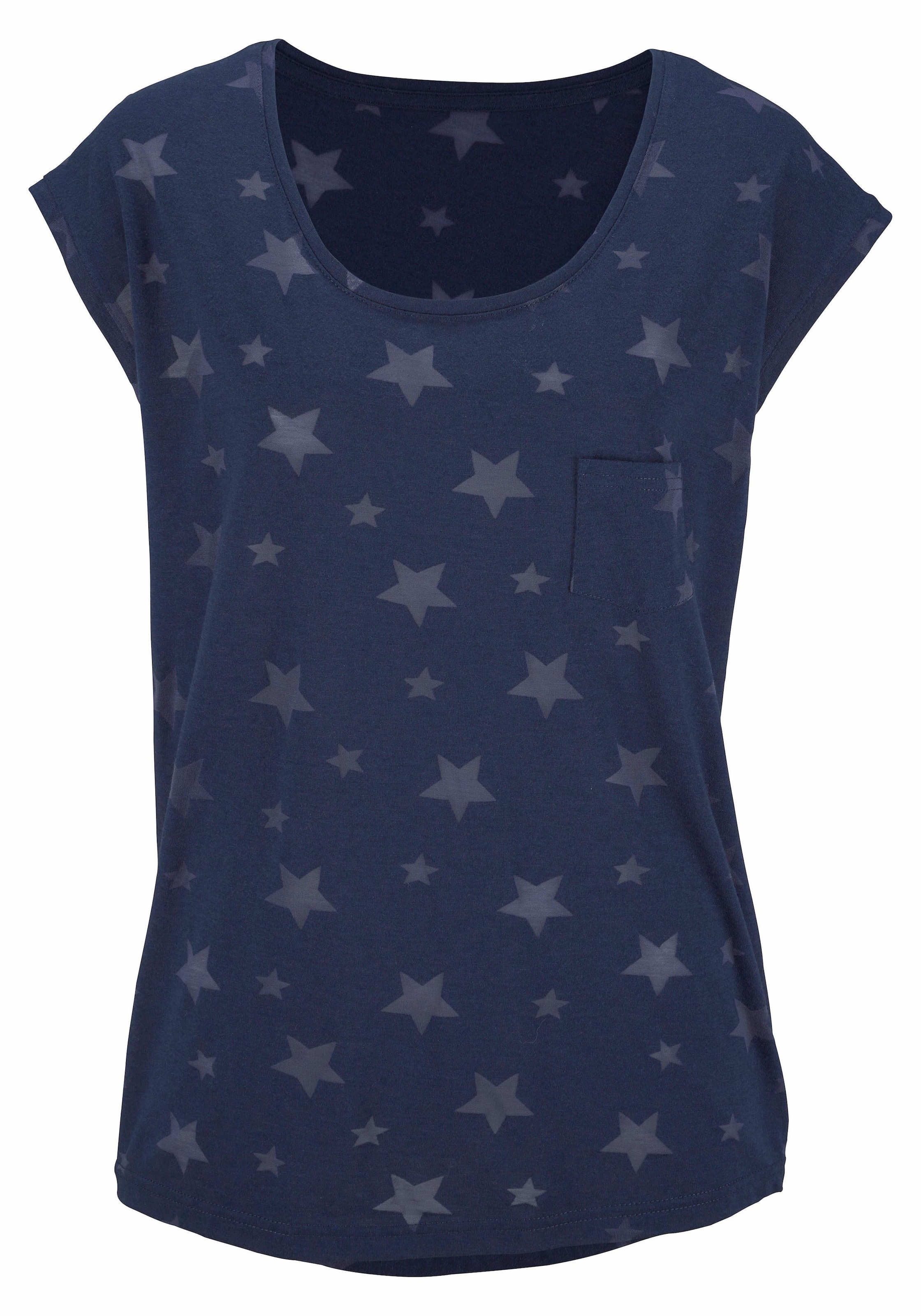 Beachtime T-Shirt, (2er-Pack), mit Sternen leicht transparenten bestellen Ausbrenner-Qualität