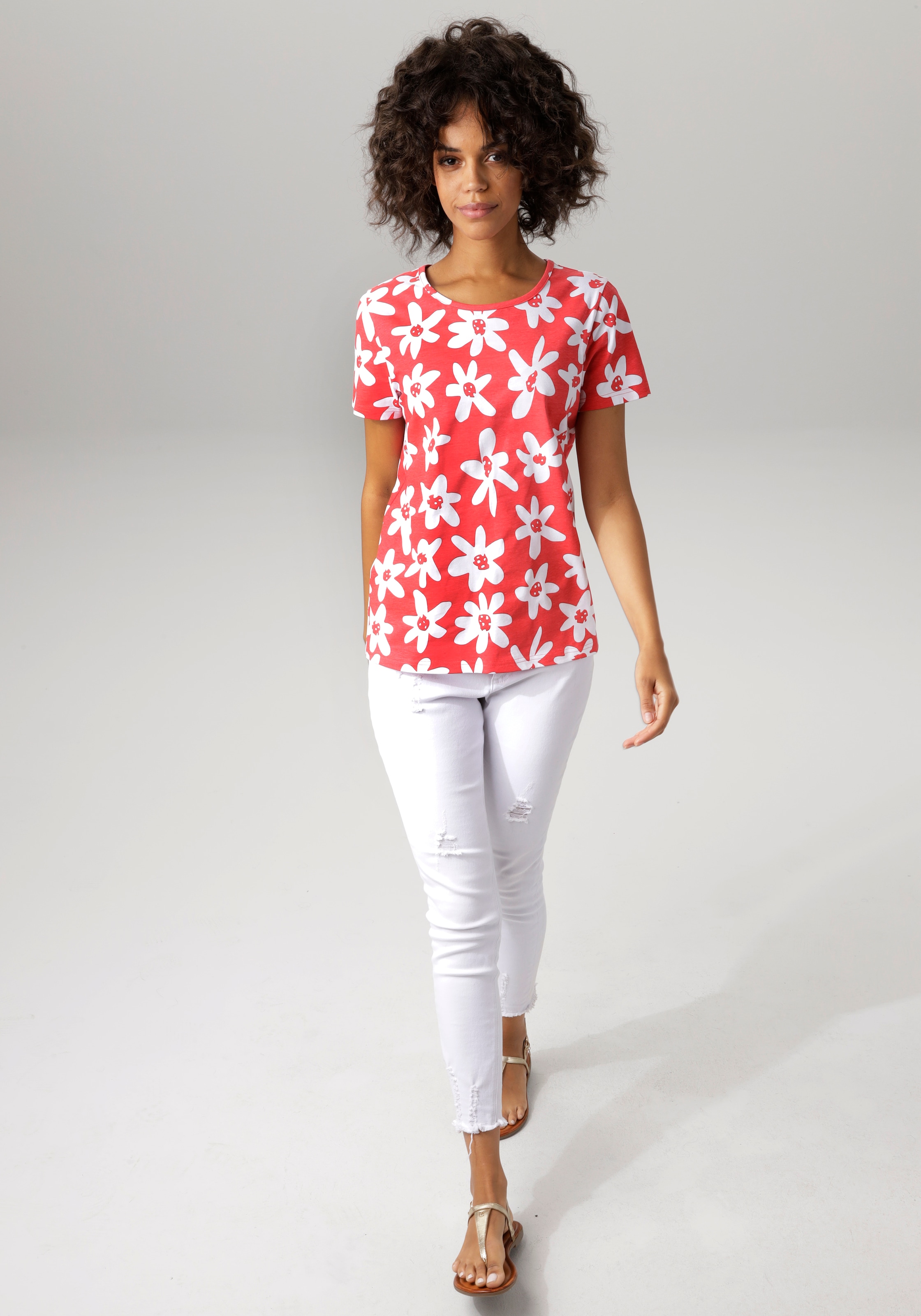 Aniston CASUAL T-Shirt, allover mit bunten Blüten bedruckt online