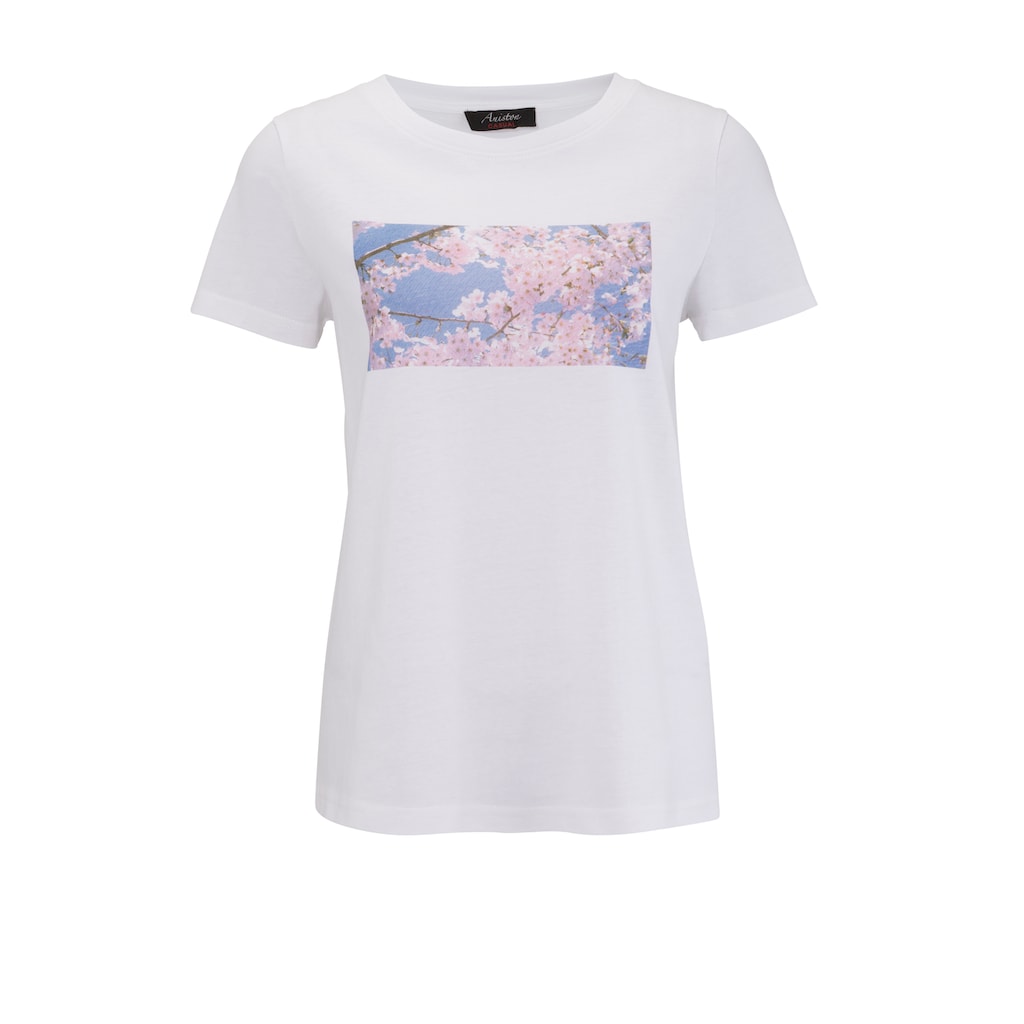 Aniston CASUAL T-Shirt Frontdruck mit romantischen Kirschblüten