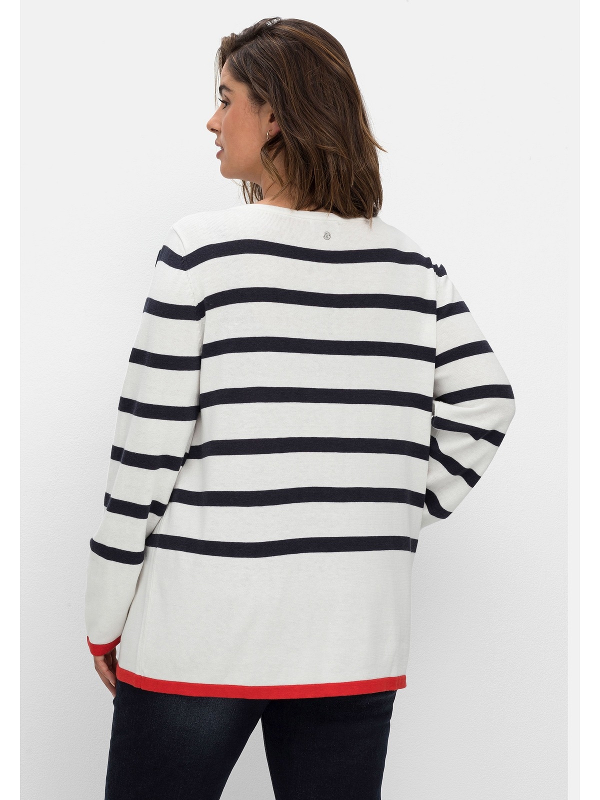 Sheego V-Ausschnitt-Pullover »Große Größen«, mit im shoppen Streifen, Baumwollmix