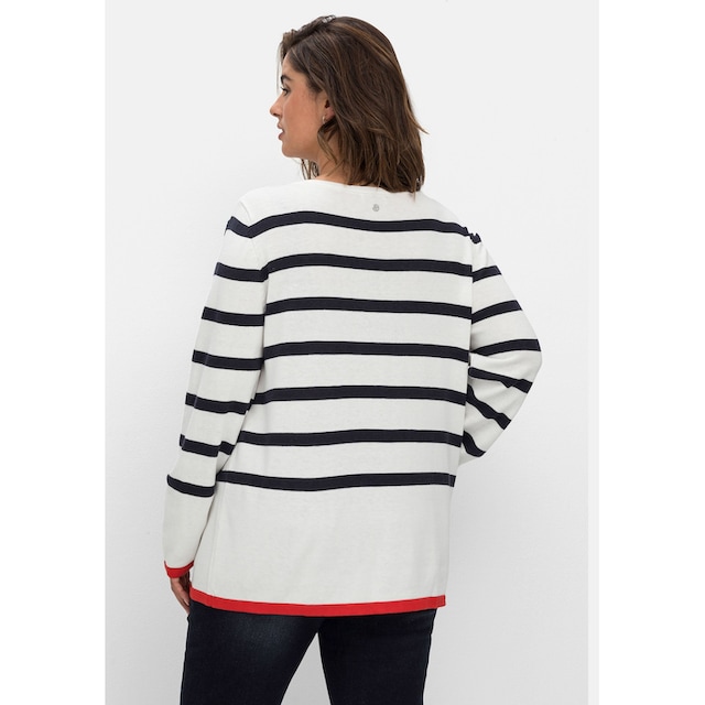 Sheego V-Ausschnitt-Pullover »Große Größen«, mit Streifen, im Baumwollmix  shoppen