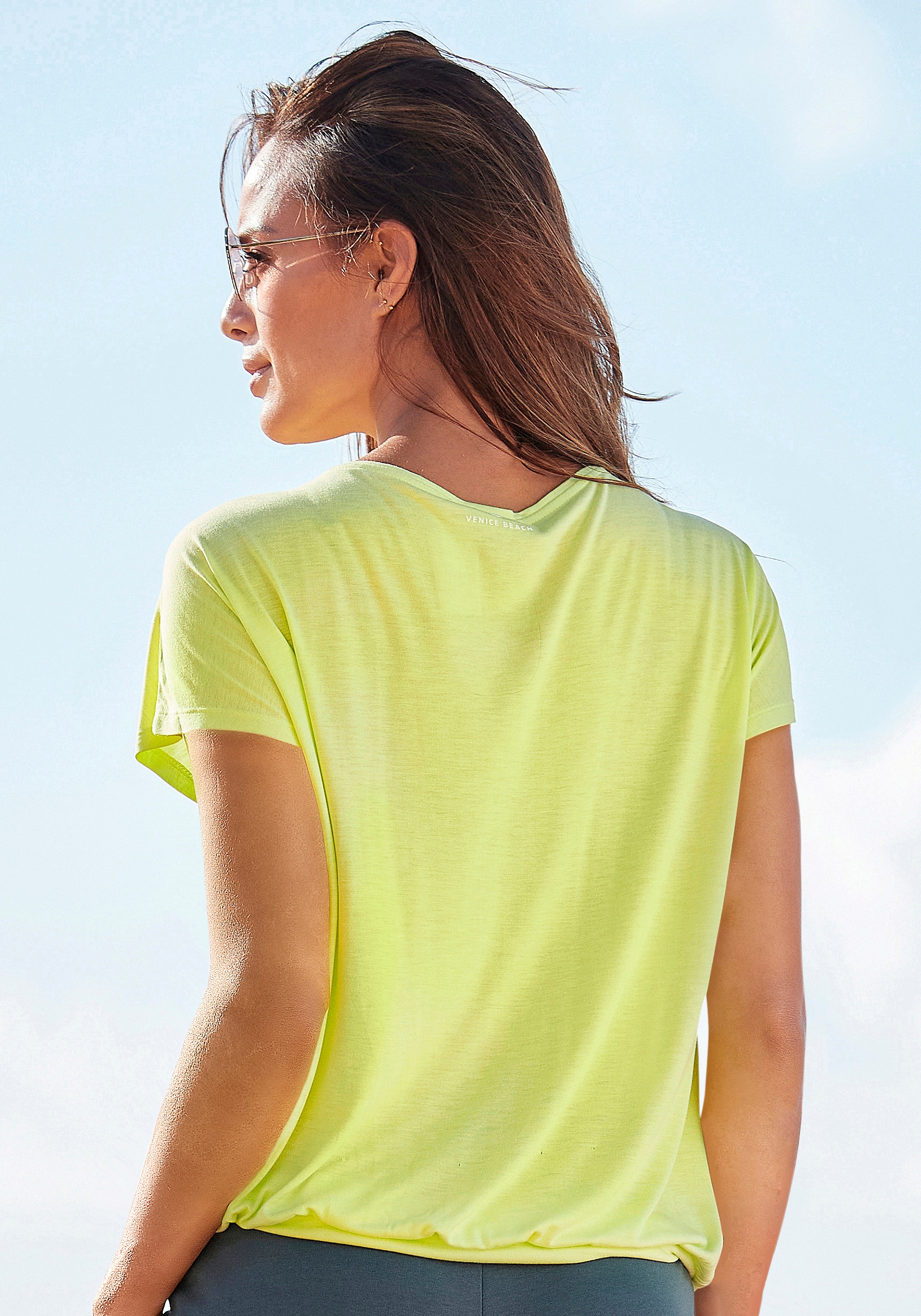 mit vorne, Strandshirt, online Venice Kurzarmshirt, Beach sportlich-sommerlich T-Shirt, Logodruck