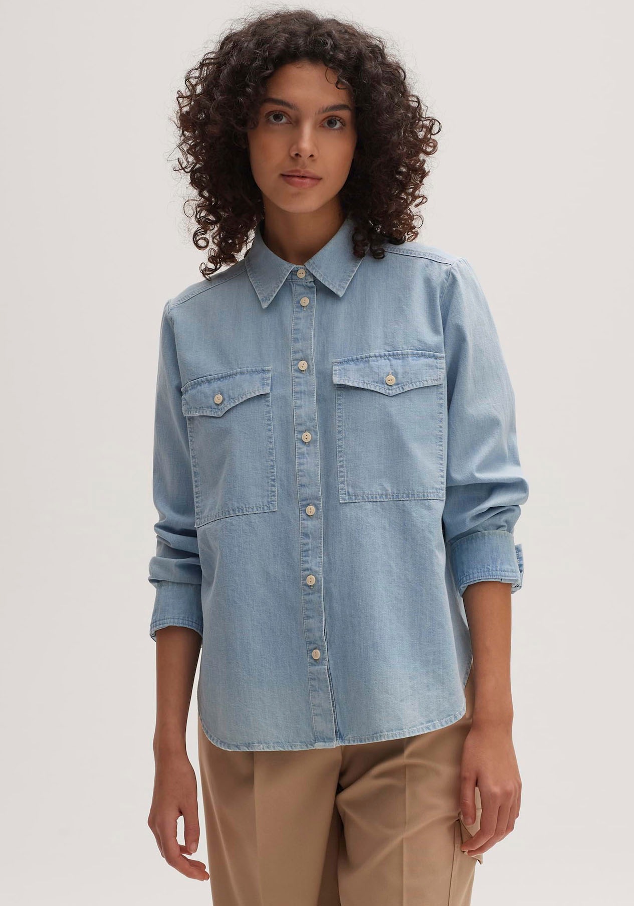 OPUS Jeansbluse »Fapile«, mit hellen Kontrastknöpfen kaufen