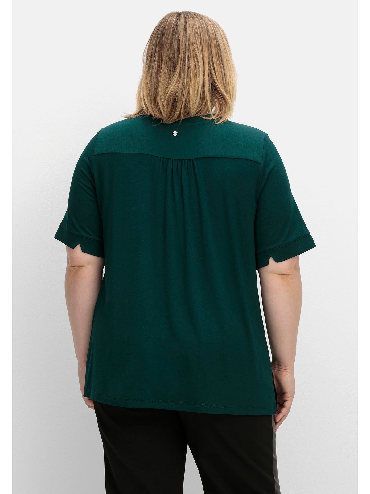 Sheego T-Shirt »Große Größen«, im Material-Mix, mit Bindeband am Ausschnitt  online | T-Shirts
