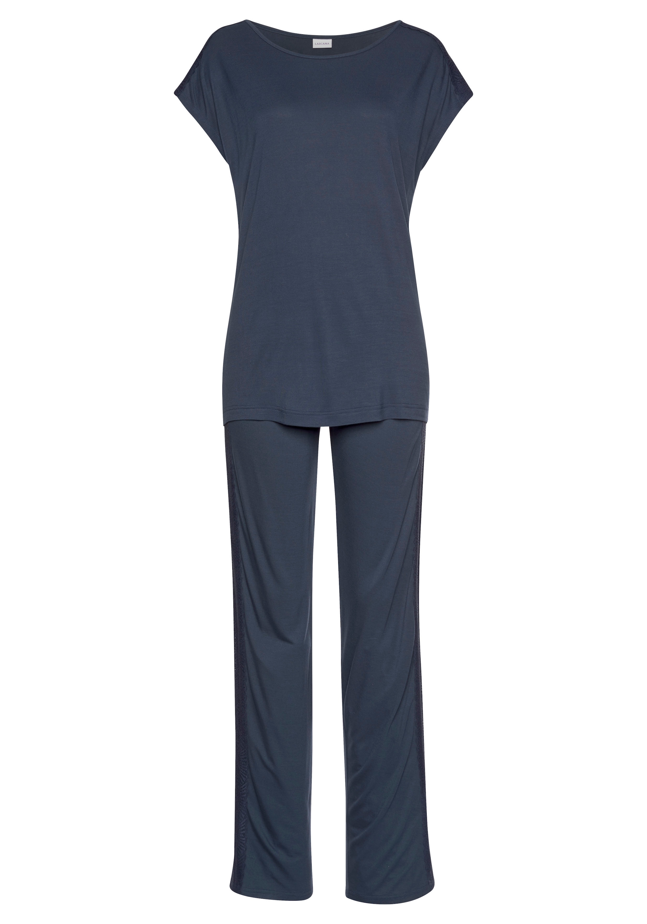 LASCANA Pyjama, (2 tlg., Rechnung Stück), 1 auf & Wäsche mit aufgesetzten bestellen Spitzen-Details