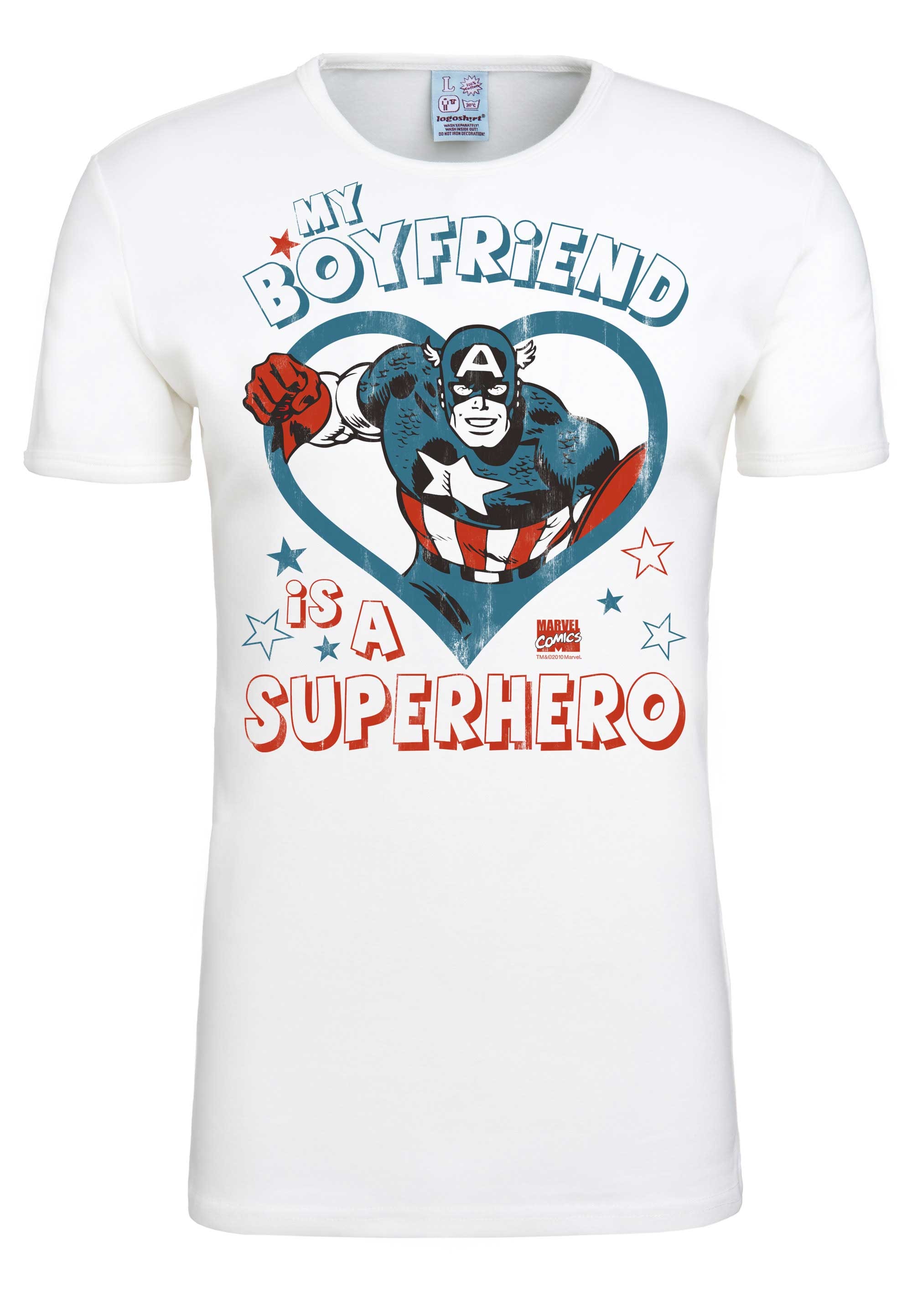 LOGOSHIRT T-Shirt »Marvel - bestellen A Is mit Originaldesign My lizenzierten Boyfriend Superhero«