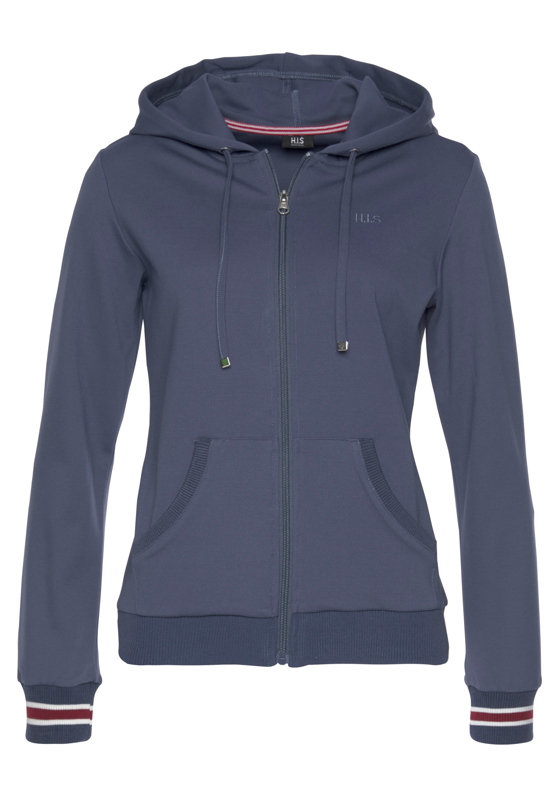 H.I.S Kapuzensweatjacke, mit sportlichen Ringel Rippbündchen kaufen