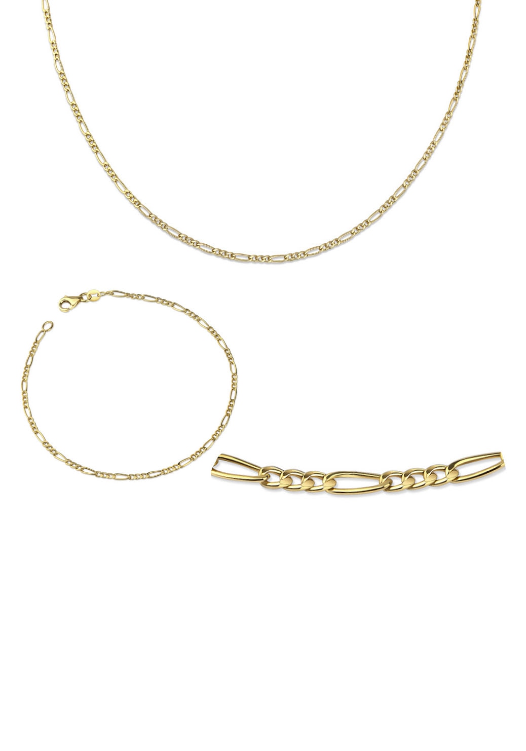 Firetti Ketten und Anlass kaufen Halskette Schmuck Armkette »Multipack Gold walking Set (Set, Figarokette«, Armband Weihnachten Geburtstag I\'m | tlg.), 333 Geschenk 2