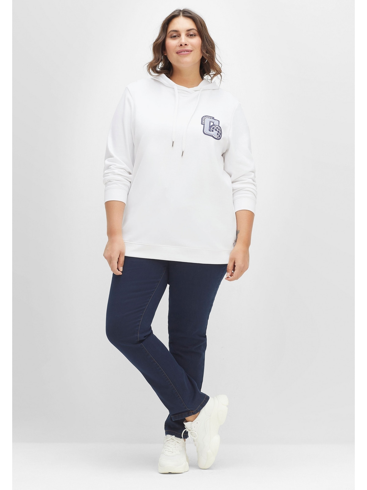 Sheego »Große kaufen mit College-Applikation Größen«, Sweatshirt und Kapuze