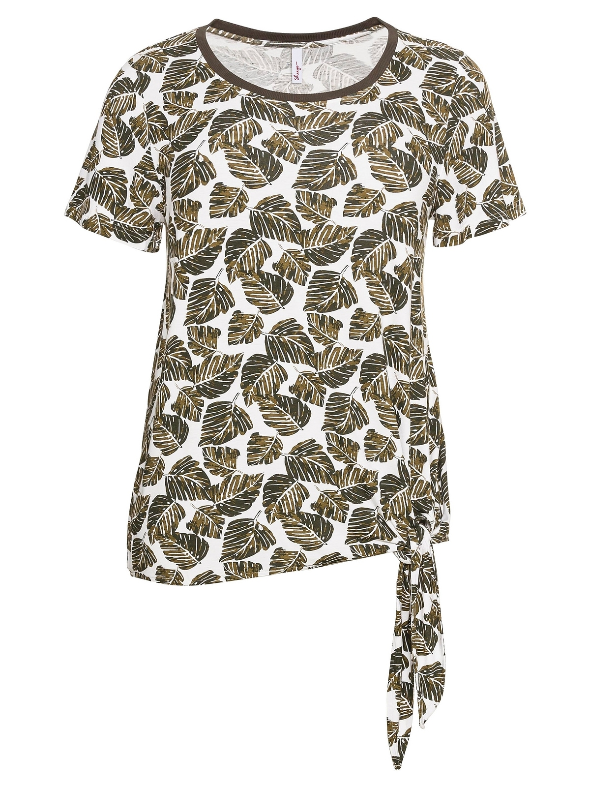 Sheego T-Shirt »Große Größen«, walking am I\'m shoppen Saum und Knoten | Blätterprint mit
