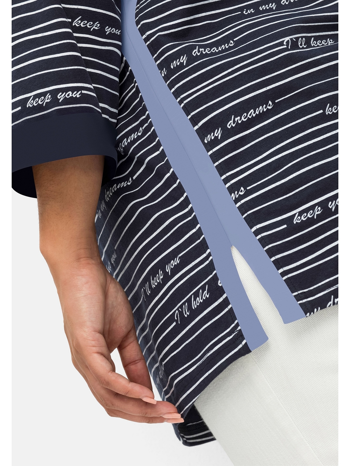 Sheego 3/4-Arm-Shirt »Große Größen«, mit Wordingprint und I\'m Streifen | online walking