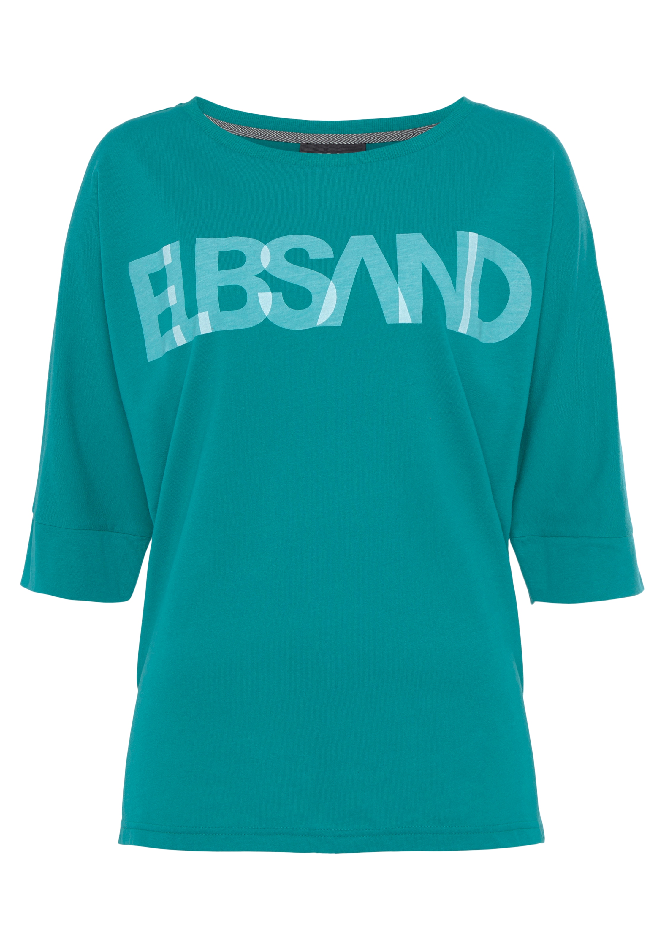 3/4-Arm-Shirt, shoppen Elbsand Passform Baumwoll-Mix, mit lockere Logodruck,