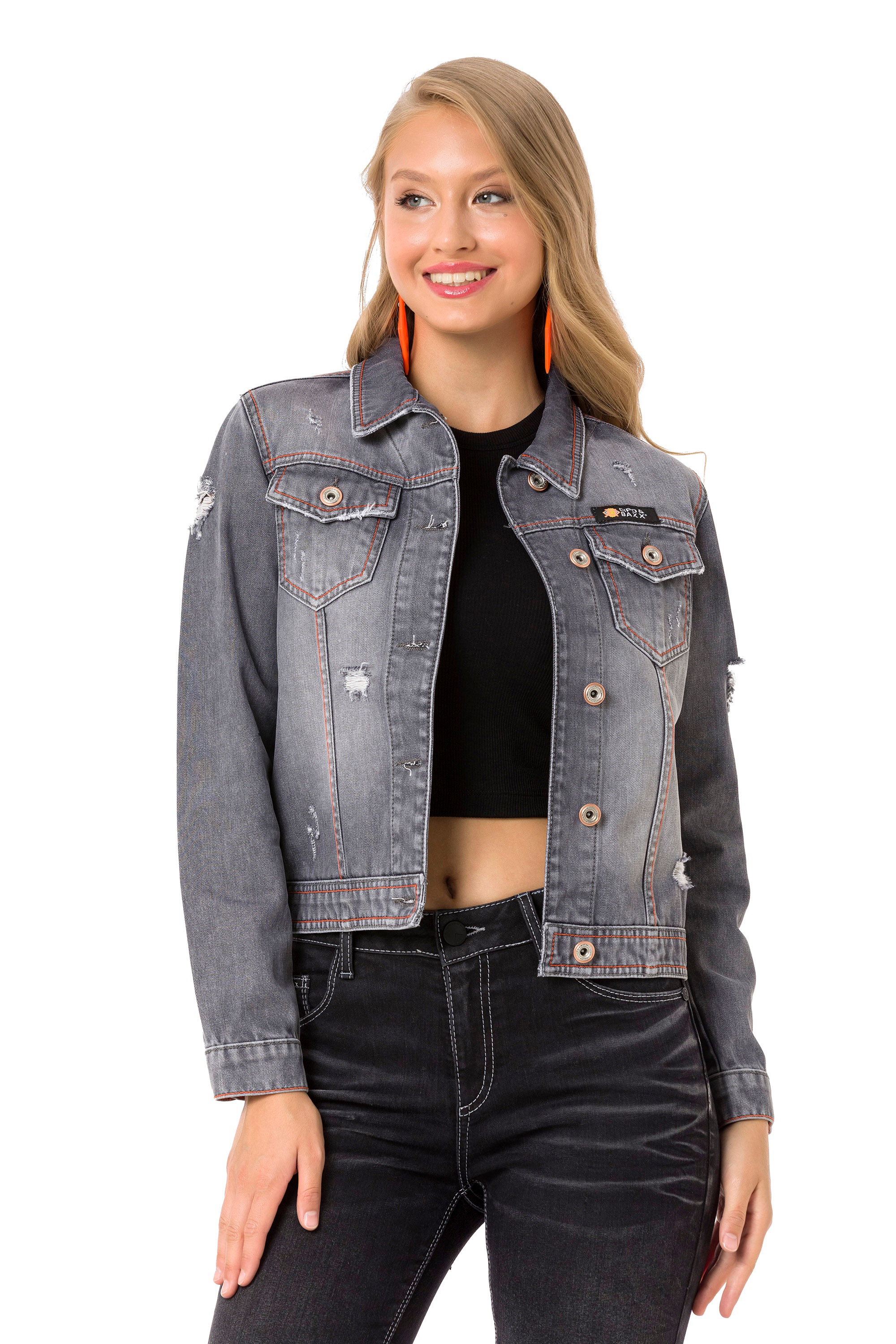 Cipo & Baxx Jeansjacke, mit kontrastfarbenen Nähten kaufen