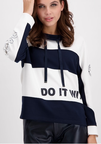 Monari Sweatshirt, mit Blockstreifen und Glitzerschrift kaufen