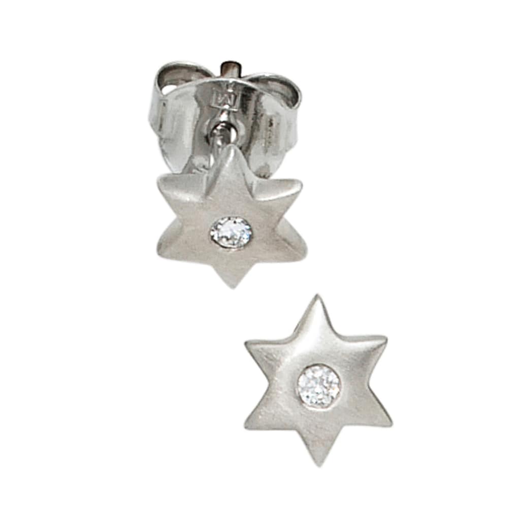 JOBO Paar Ohrstecker Stern-Ohrringe mit Zirkonia 925 Silber